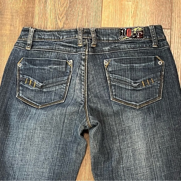 ZD Zanadi Premium Straight Leg Jeans Juniors Size 11 Embroidered LOVE Low Rise - Picture 8 of 15